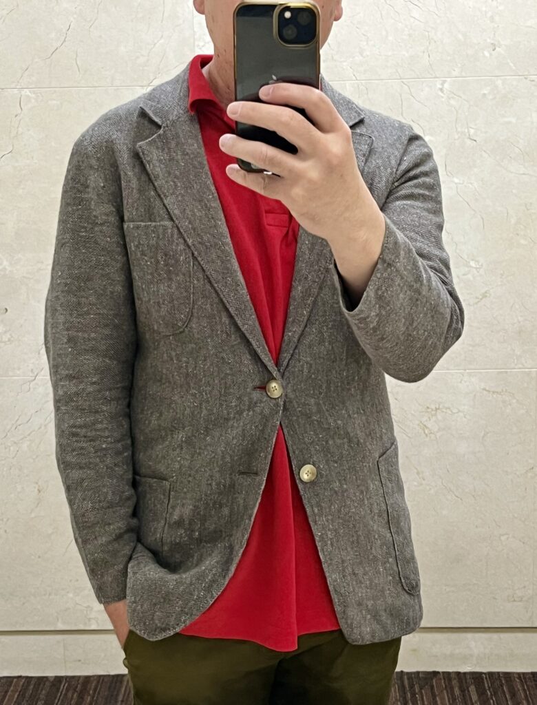 TRE OTTOニットジャケットSSモデル ブラウンでございます。